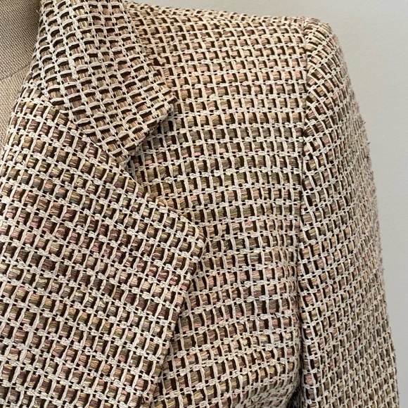 Town & Travel Womens Textured Cream Tan Weave Blazer / Made In USA / Size XS - Picture 5 of 11